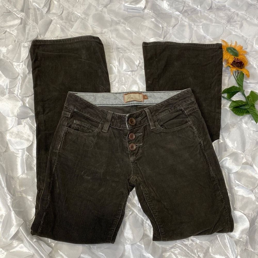 Paige Calabasas Flare Low-Rise Corduroy Fern Green Size 25